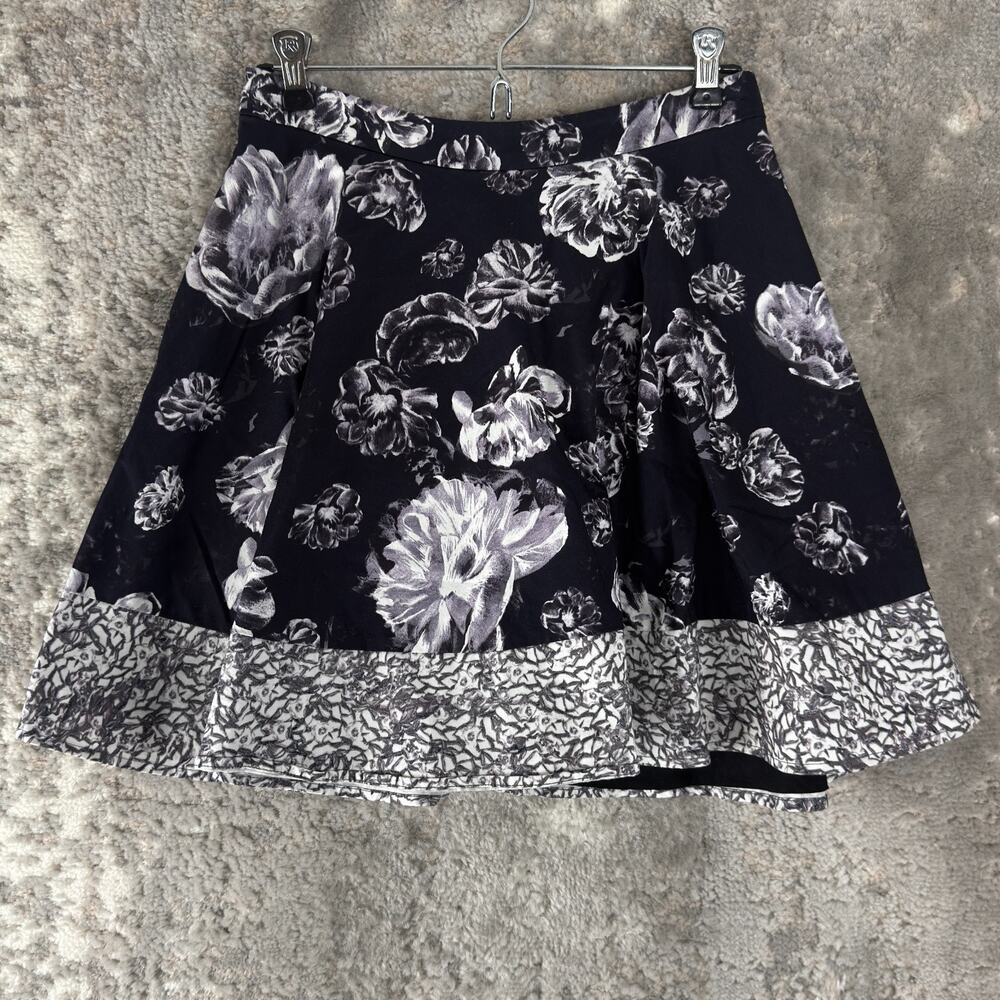 Prabal Gurung Size 4 Dark Floral A Line Causal Mini Skirt Lined Zip Cotton